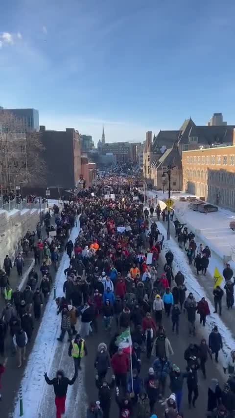Thousands protest covid-tyranny in Montreal, Canada.
