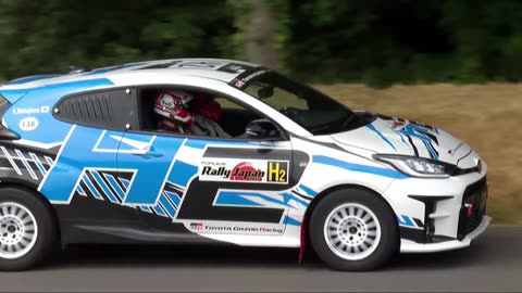 Rowan Atkinson drives hydrogen-powered Toyota GR Yaris H2 Concept at Goodwood
