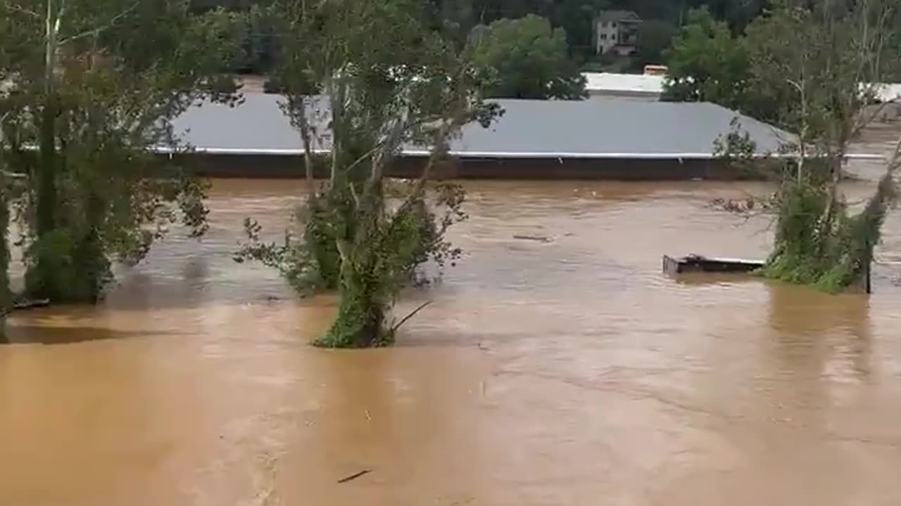 Flooding visuals from Biltmore Village in Asheville, North Carolina