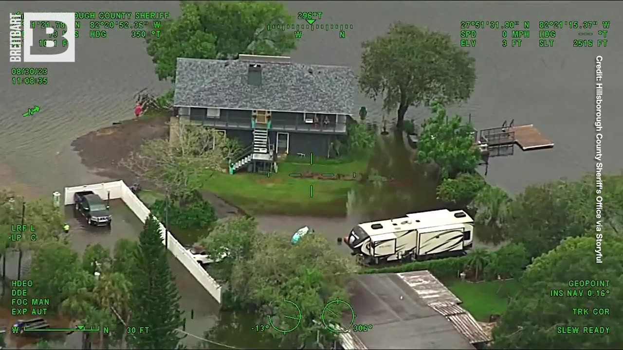 Hurricane Idalia's Devastating Aftermath: Aerial View of Flooded Homes Along Tampa's Alafia River