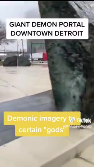 Giant Demon Portal Downtown Detroit