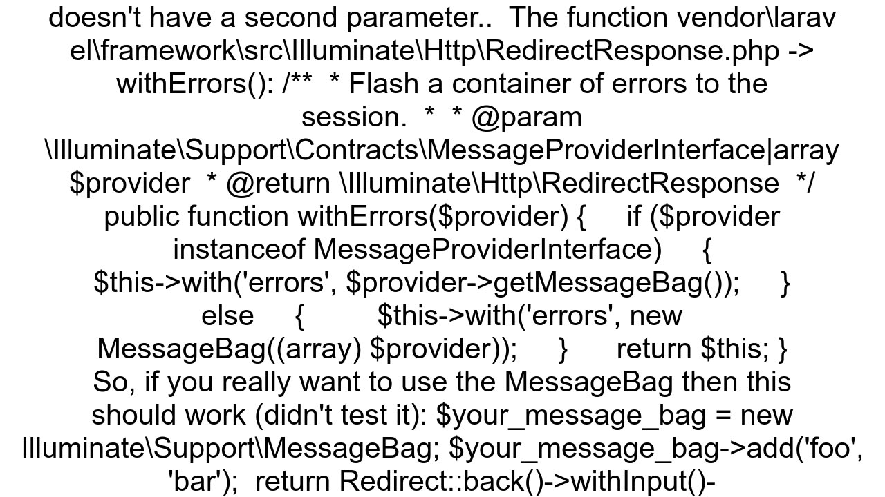 Laravel Message Bag Error