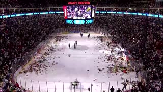 Teddy bears rain down on ice hockey charity event