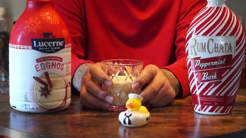 Rumchata Peppermint Bark Liqueur & Lucerne Eggnog