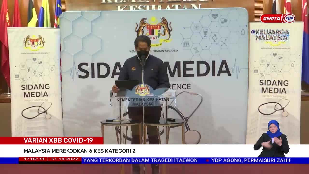 31 OKTOBER 2022 – BERITA WILAYAH – VARIAN XBB COVID-19 ; MALAYSIA MEREKODKAN 6 KES KATEGORI 2