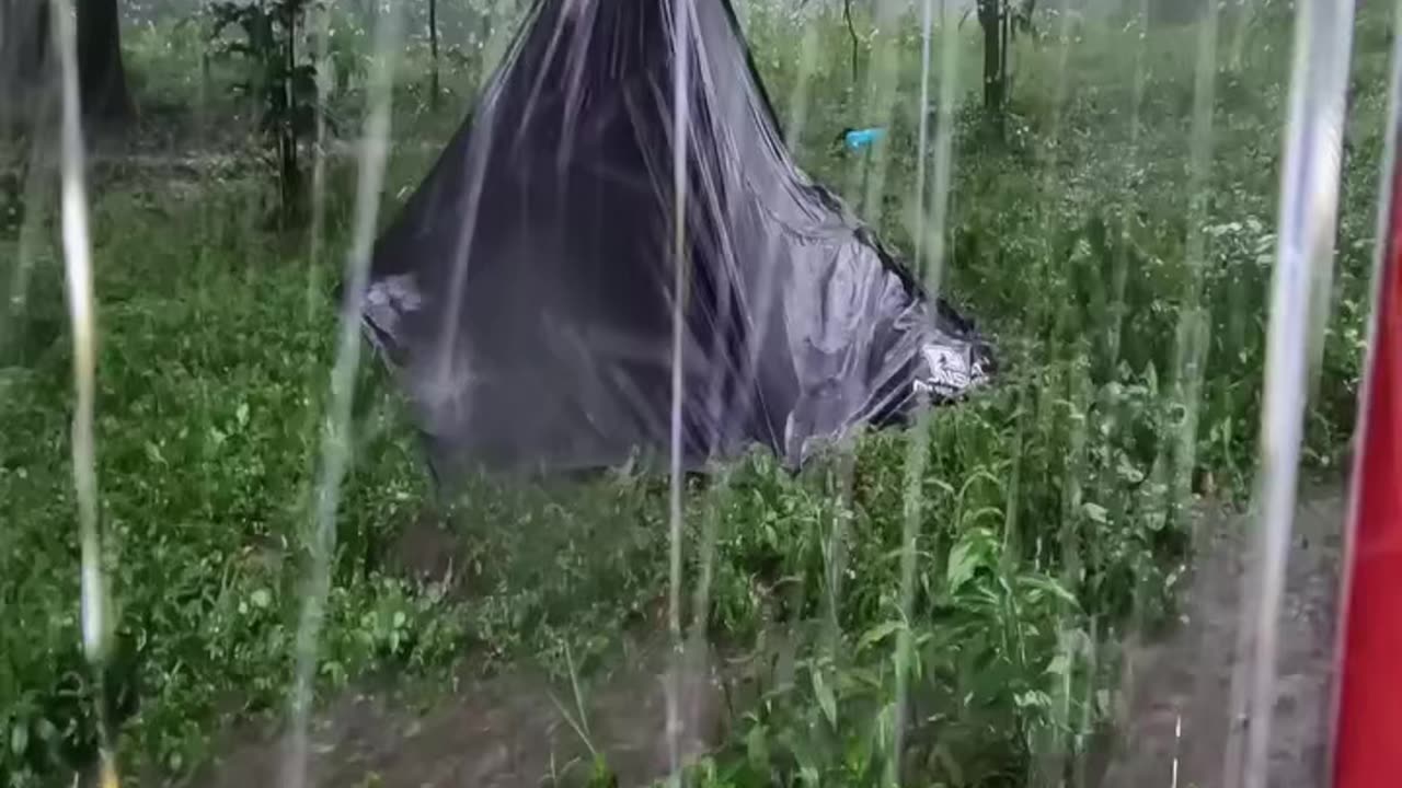 SOLO CAMPING HEAVY RAIN - STRUGGLE TO SET UP A TENT IN HEAVY RAIN - BEHIND THE SCENE