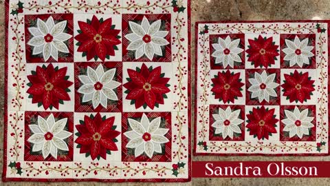 Poinsettia Quilt Machine Embroidery October Winners Video