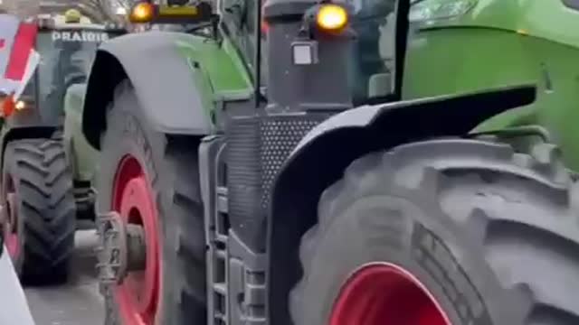 Tractors Protesting with the Truckers