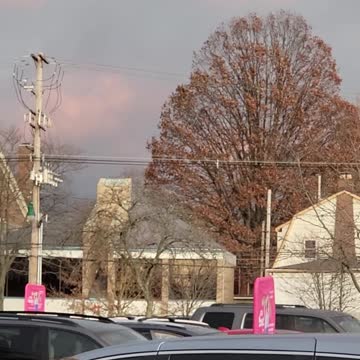 The sky is pink it's nice