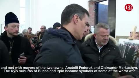 Spain's Sanchez pays floral tribute in Bucha before meeting Zelenskiy