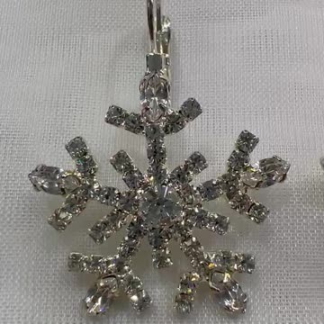 Euro Wire Earrings. Snowflake. Made with Swarovski Crystal. Rare Find