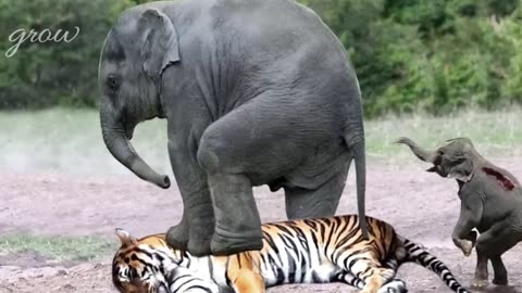 Look at the cheetah's fear of the elephant