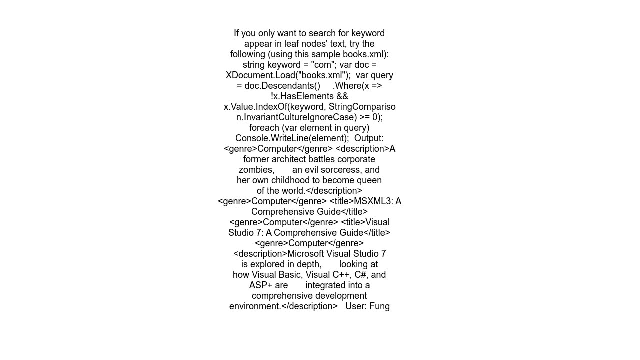 How to search entire XML file for keyword