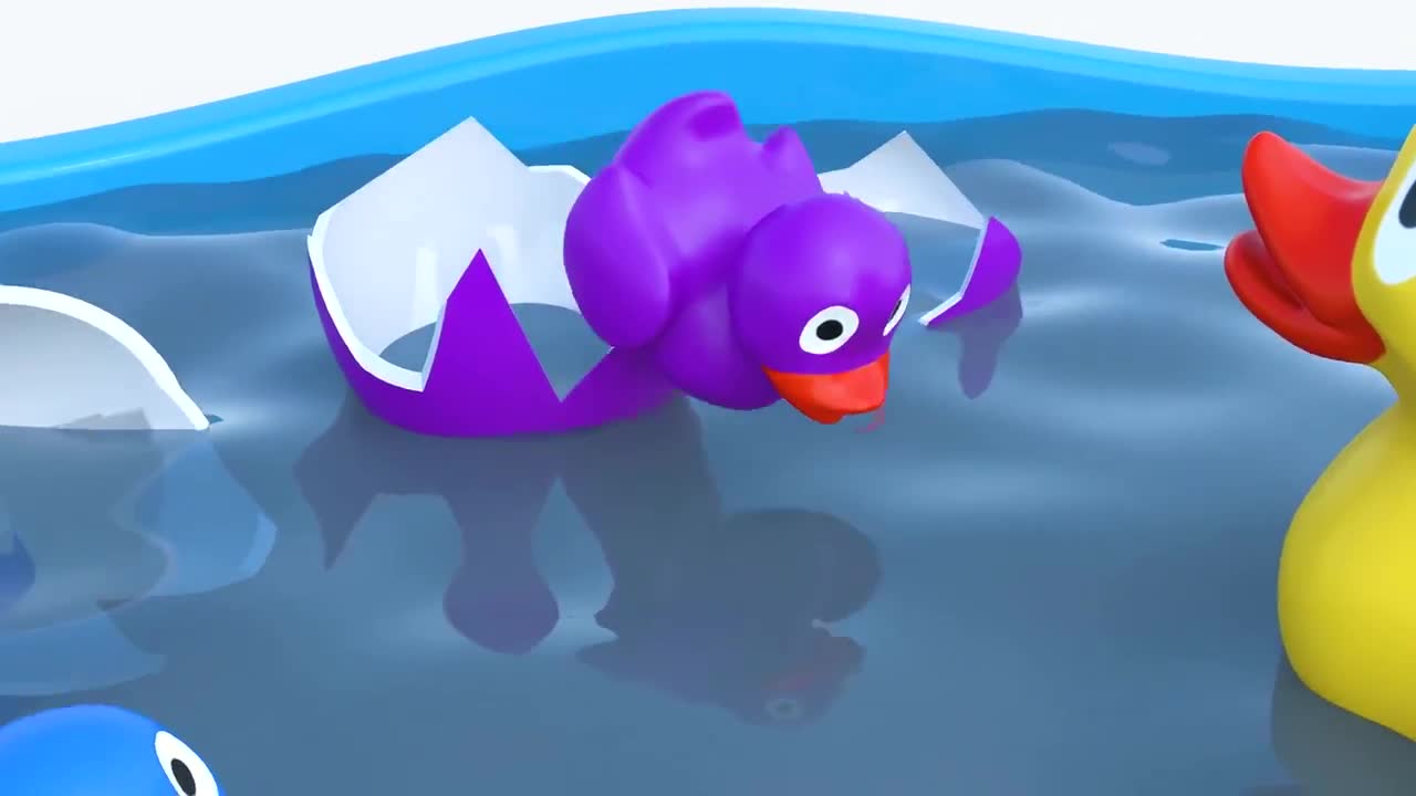 Rubber Ducks at the Swimming Pool - Nursery Cartoon Animation Video-5