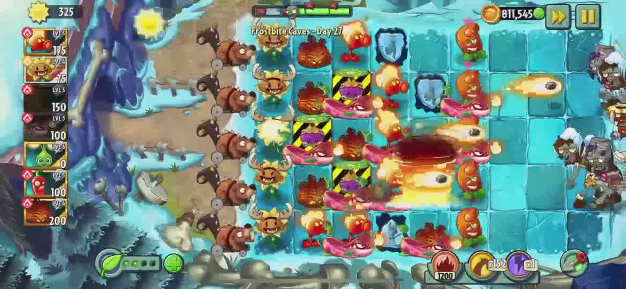 Plants vs Zombies 2 Frostbite Caves - Day 27