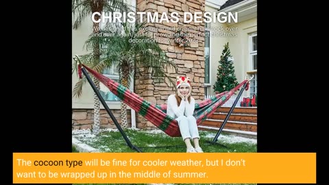 PNAEUT Christmas Decoration Double Hammock with Space Saving Steel Stand Included 2 Person Heav...