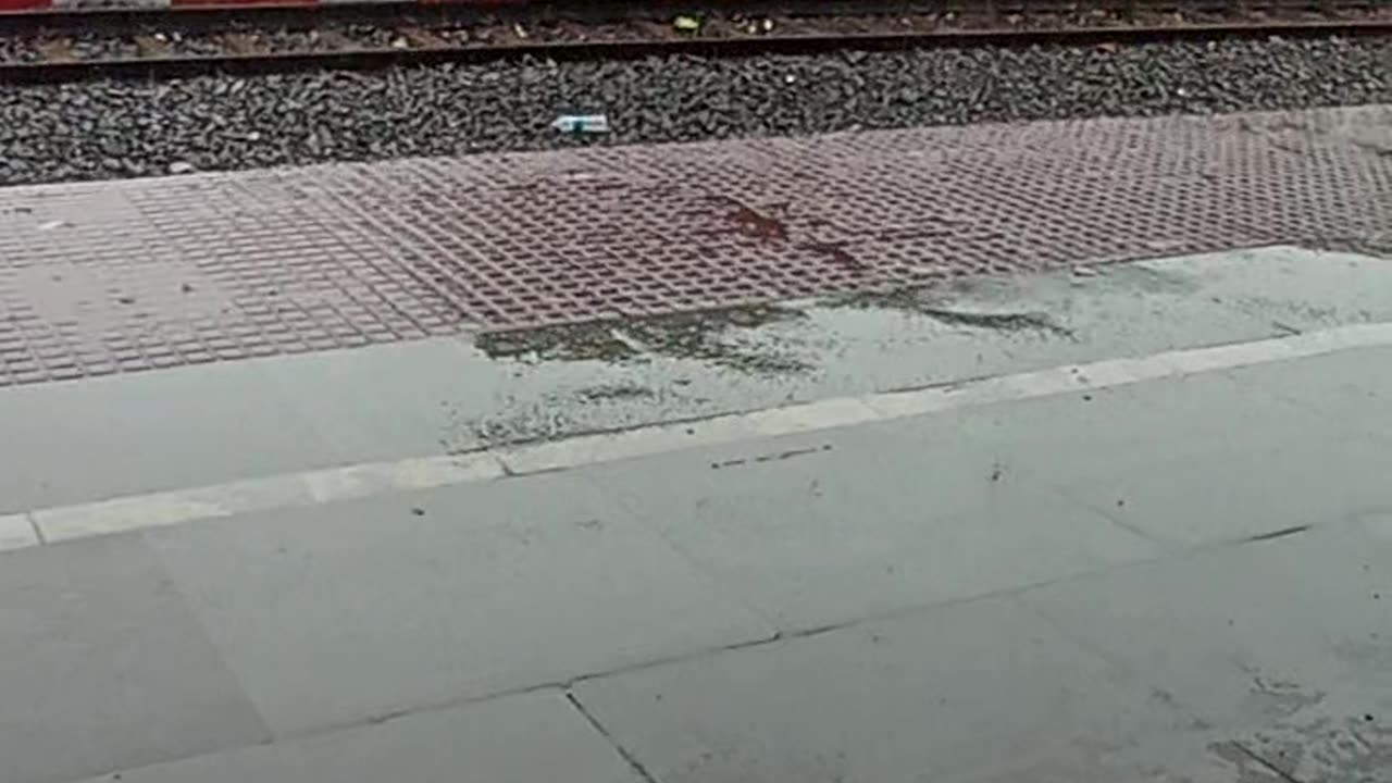 Heavy rain on train station in Bihar