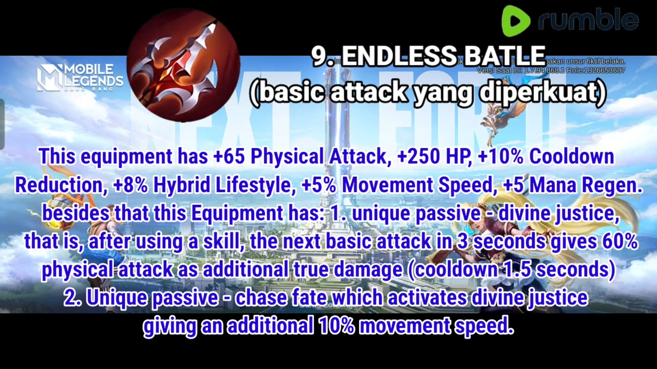 EXPLANATION OF ITEMS EQUIPMENT BUILD ATTACK // MOBILE LEGEND BANG BANG