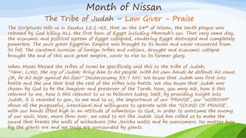 The Month of Nissan - Judah – Law Giver -Praise and "HEI"