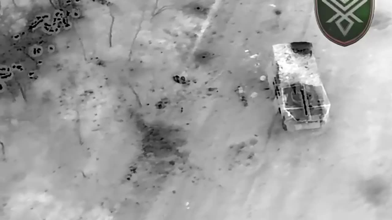 A company of attack UAVs destroys a Russian APC-82A with personnel