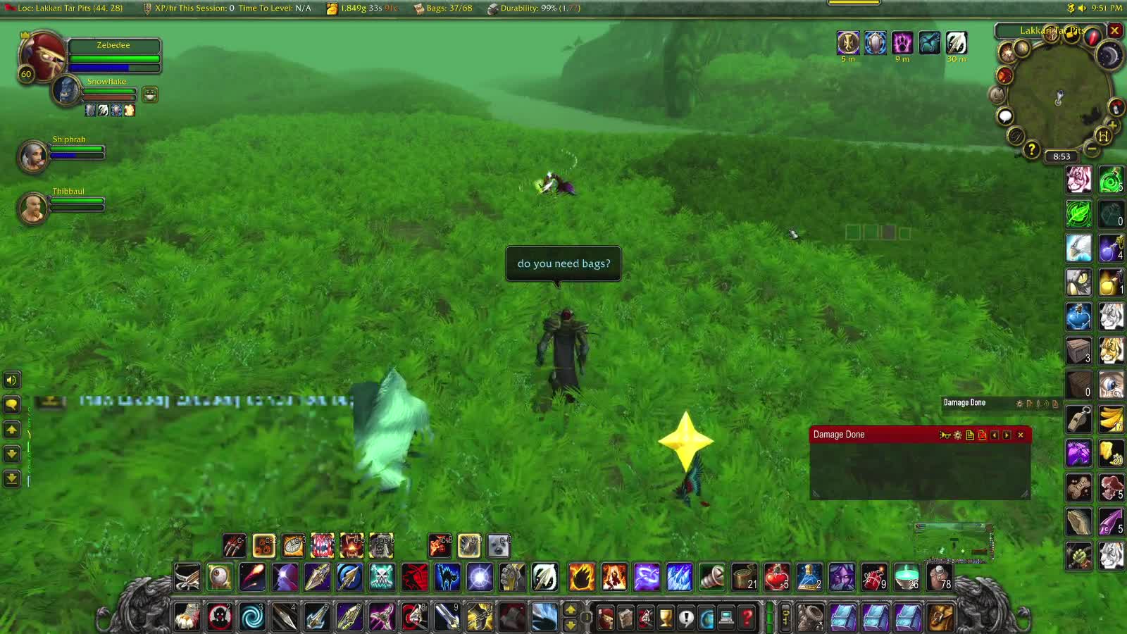 World of Warcraft Classic Hunter and Paladin running some quest around the crater