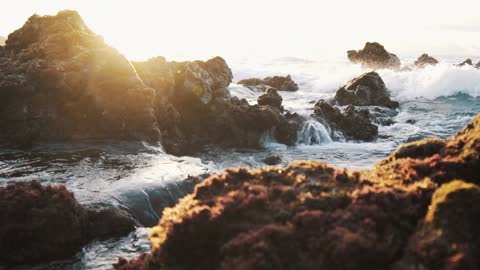 Sea waves with rocks