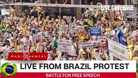 IT'S HAPPENING Absolutely massive protest in Brazil today for free speech.