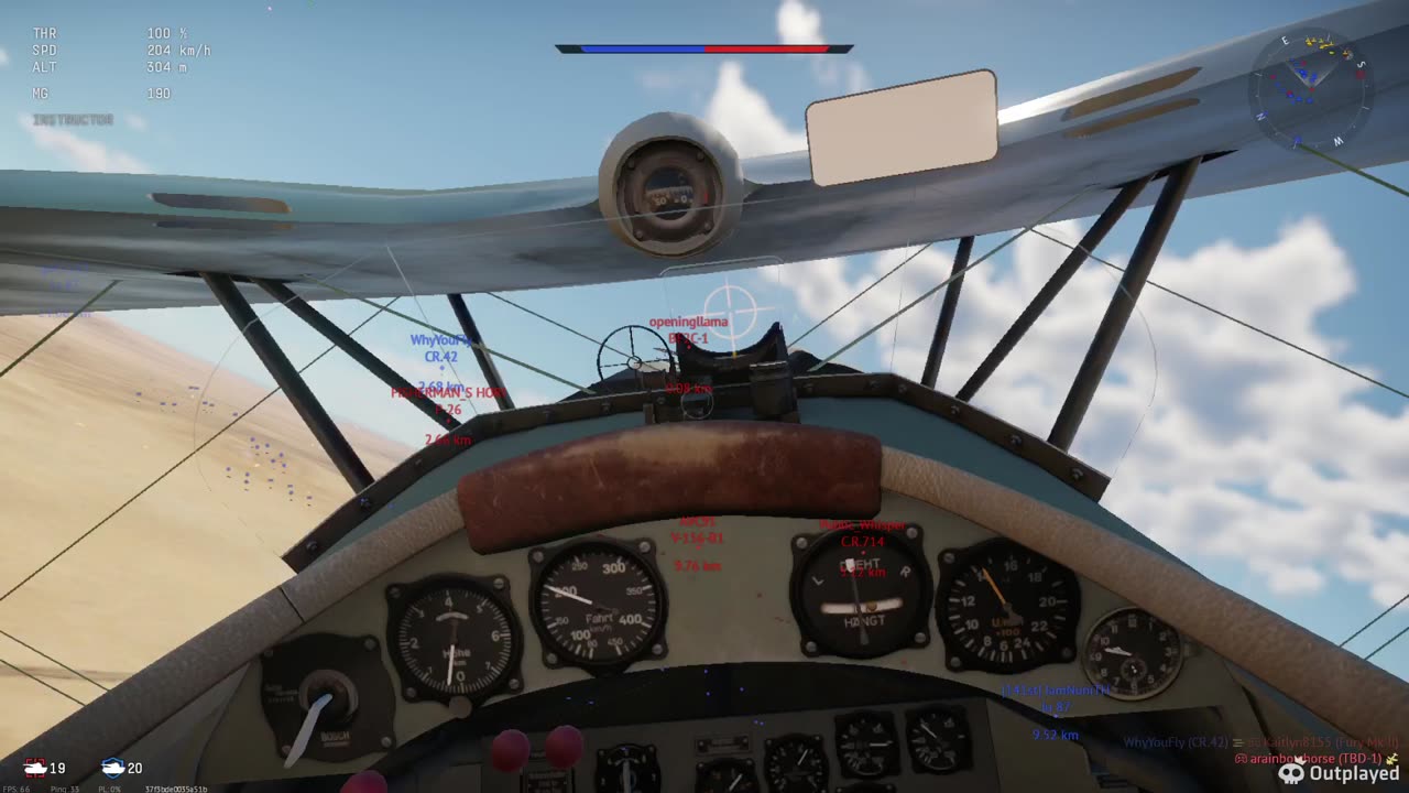 War Thunder: Cockpit View Bi-Plane Dogfight