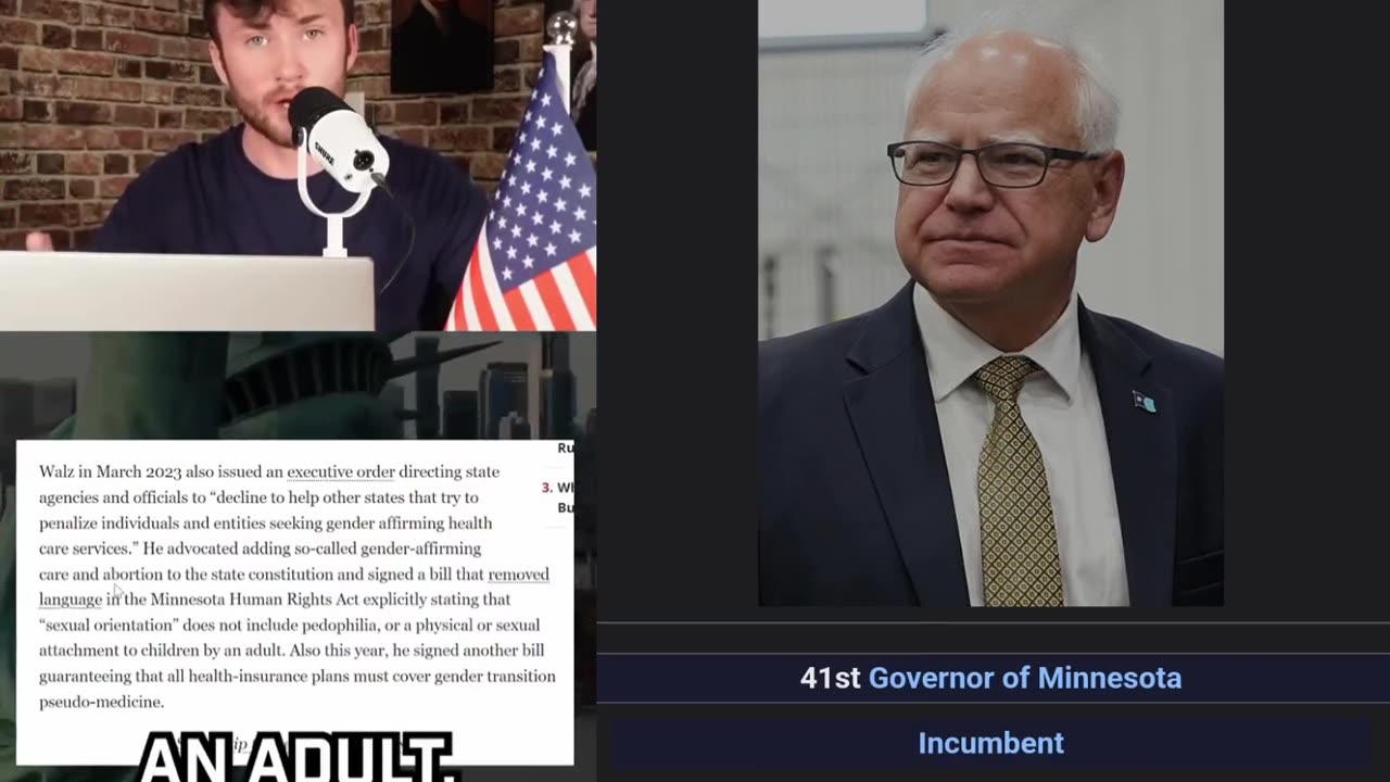 Scumbag Tampon Tim Walz governor of Minnesota signed a bill making pedophilia a sexual orientation