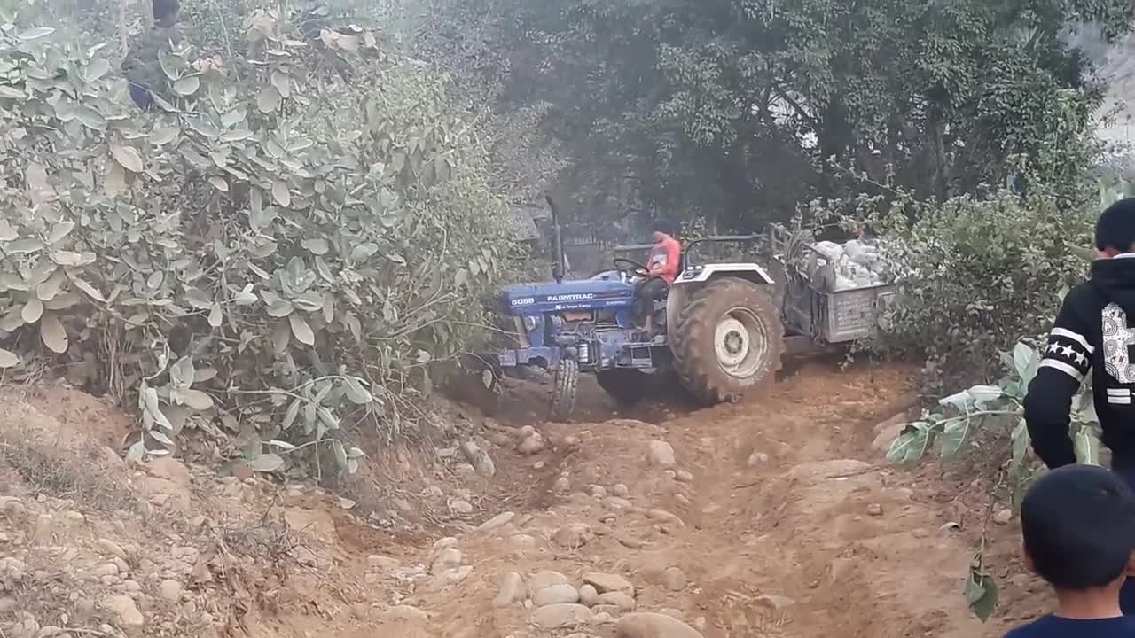 off Road tractor driving with load in syangja sankhar