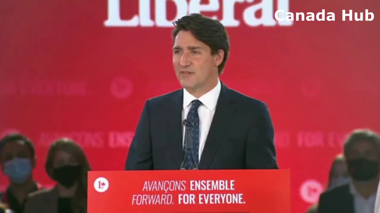 Justin Trudeau Speech at the Liberal HQ in Montreal after elected for his 3rd term as Prime Minister