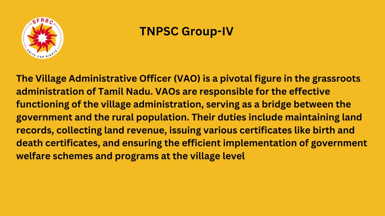 Group-IV : Village Administrative Officer Role and Eligibility