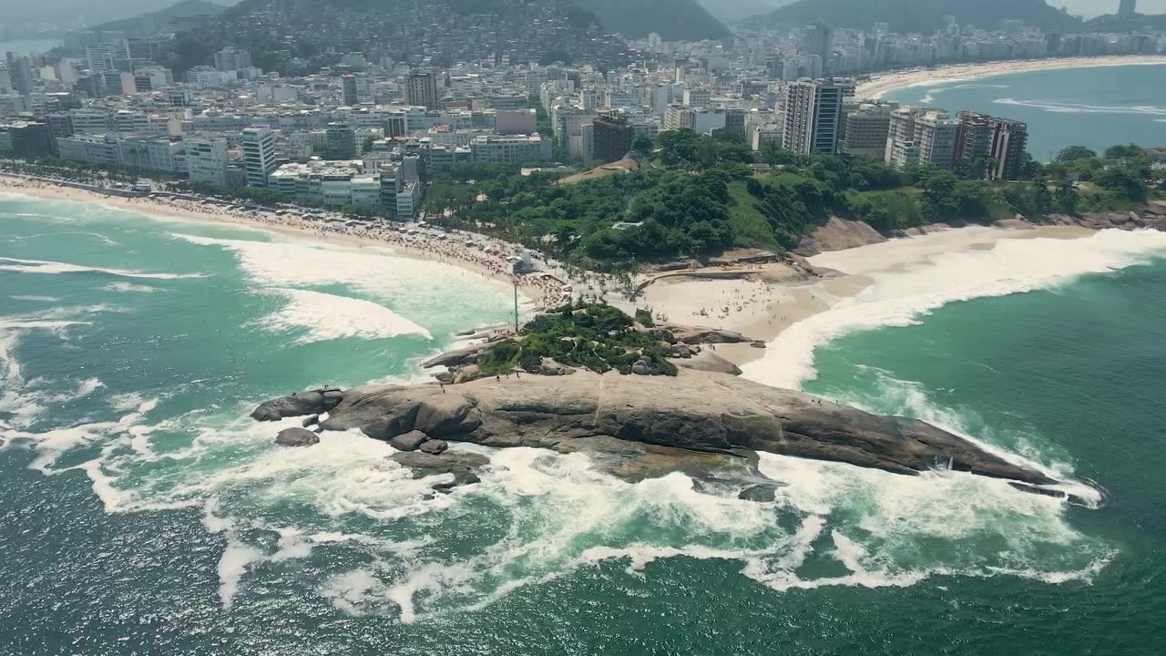 View of Arpoador Beach and Leme Beach in 4k