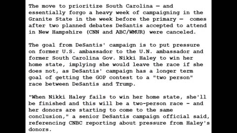 24-0117 - Ron DeSantis to prioritize South Carolina, leave New Hampshire in week before its primary