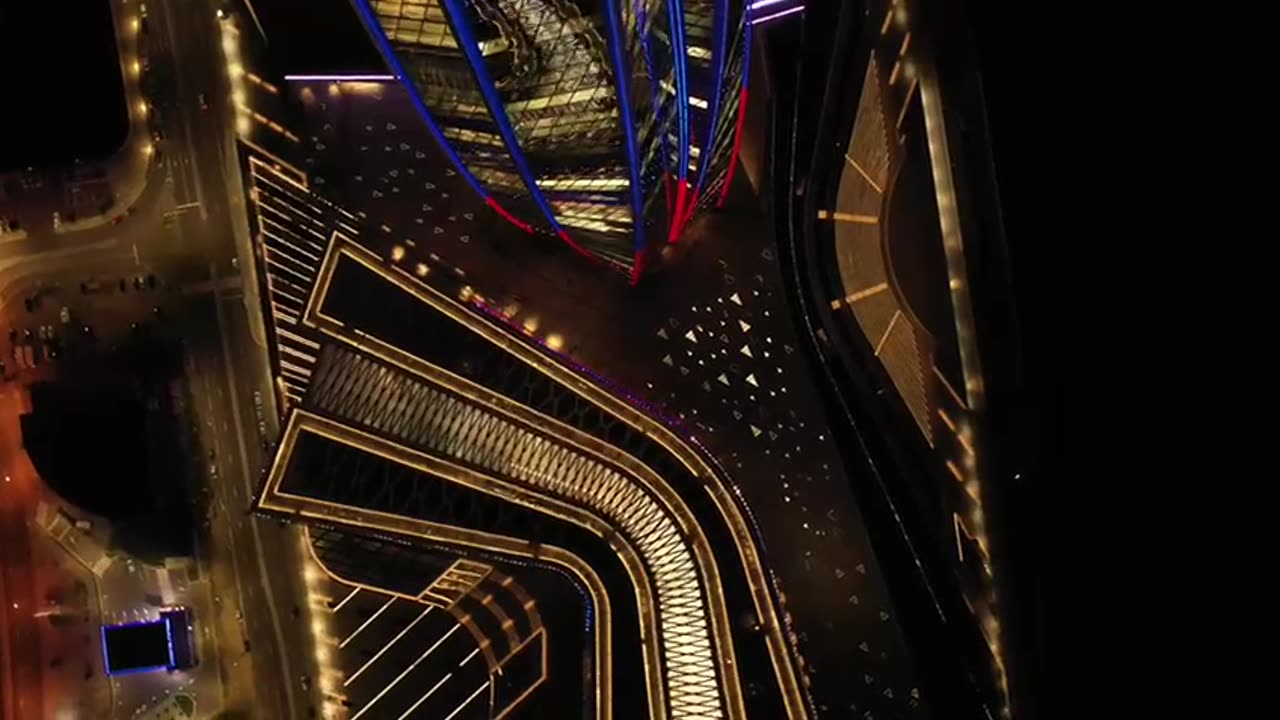 A tower with the colors of Russia's flag