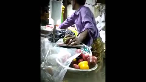 Fruit vendor cheating while selling