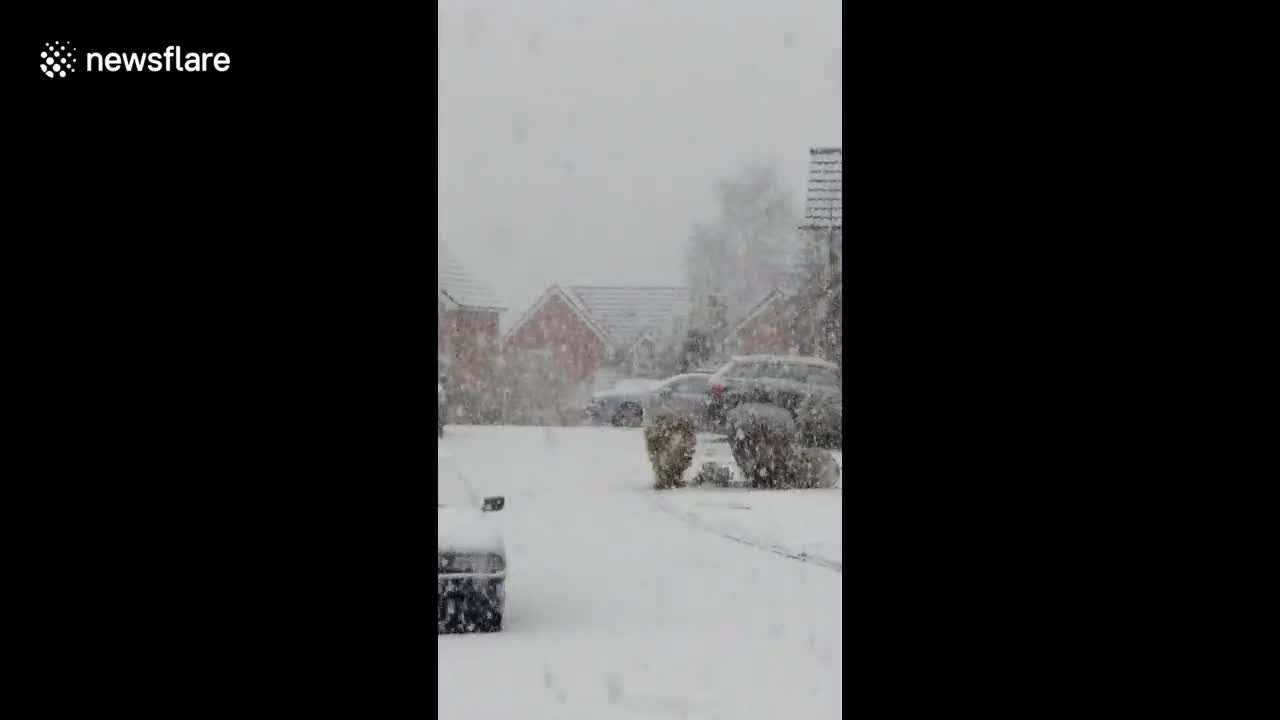 Watch as unexpected heavy snow falls in north west England