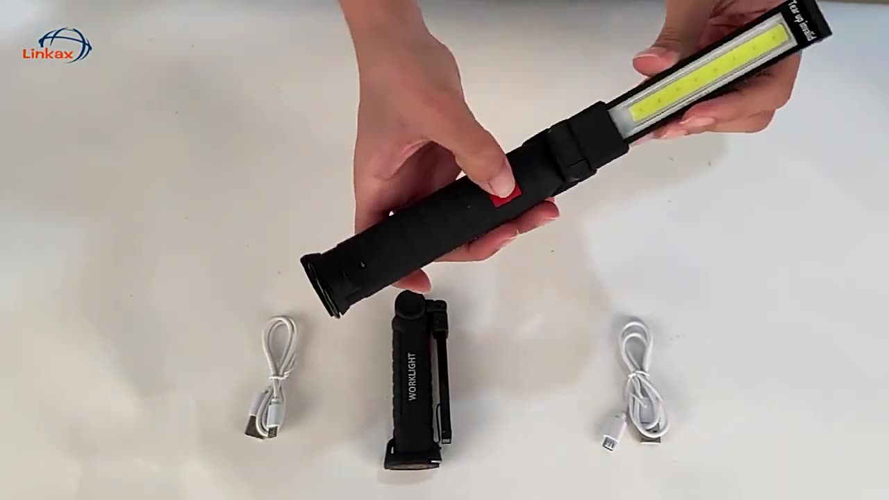 Folding Rechargeable Magnetic Flashlight 360 Degree Rotation