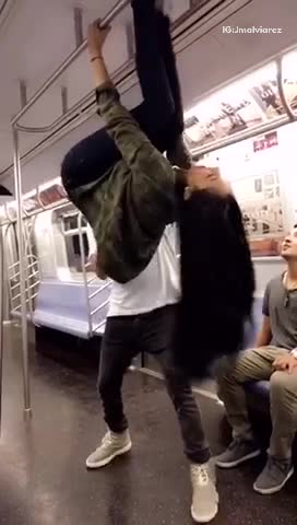 Girl tries to do backflip from rails in subway falls and hits head