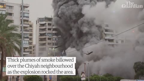 Israeli strike causes huge explosion and rocks building in Beirut