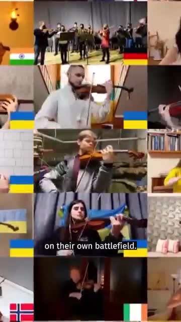 Violinists play alongside Ukrainian in a bomb shelter