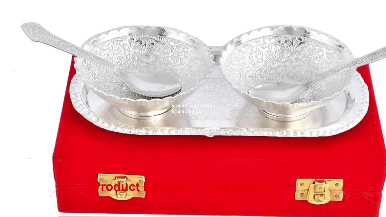 NOBILITY Bowl Spoon Tray Set Silver Plated Dry Fruits Dessert Serving Set Diwali