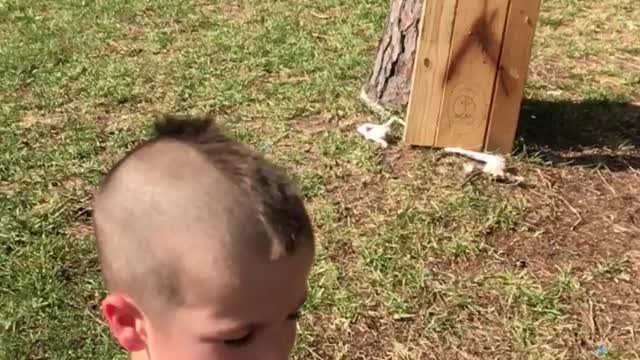 Cute little boy Practicing to be a ninja