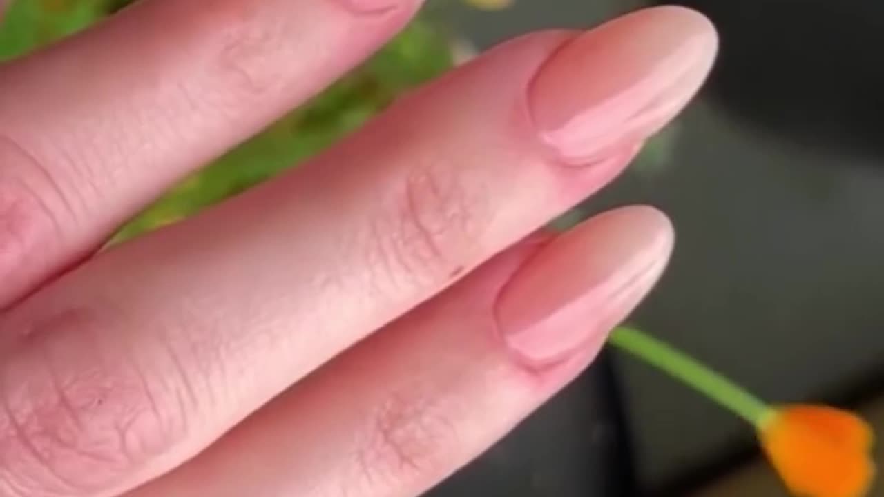 natural nail look with clear gel extensions! (Barely there nude nail look!)