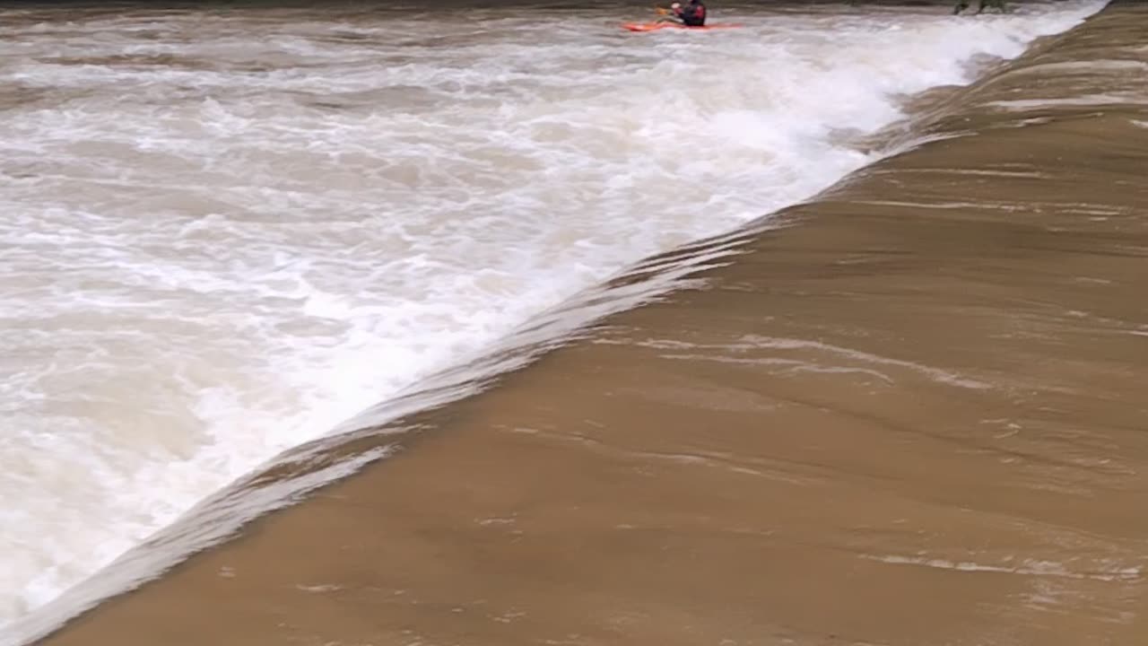 Kayaking in a flash flood.