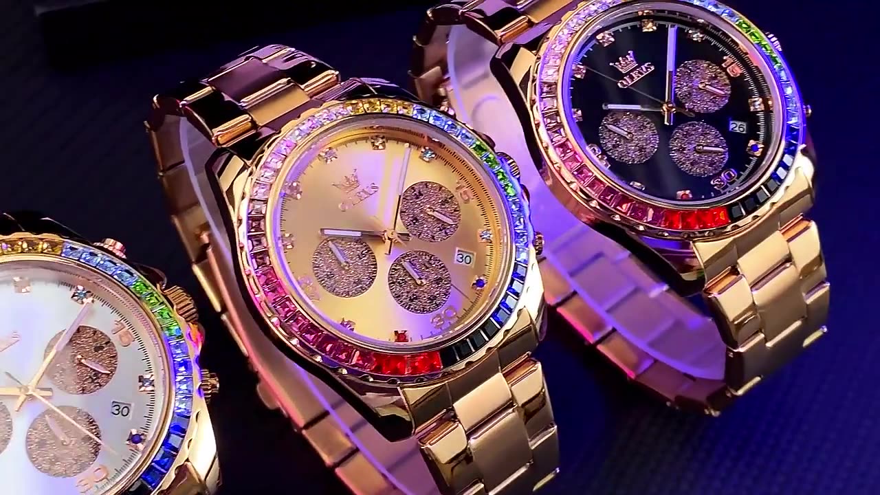 OLEVS 2939 Rainbow Diamond Quartz Watch 🔥🔥🔥 #watch #luxurywatchesformen #fashion