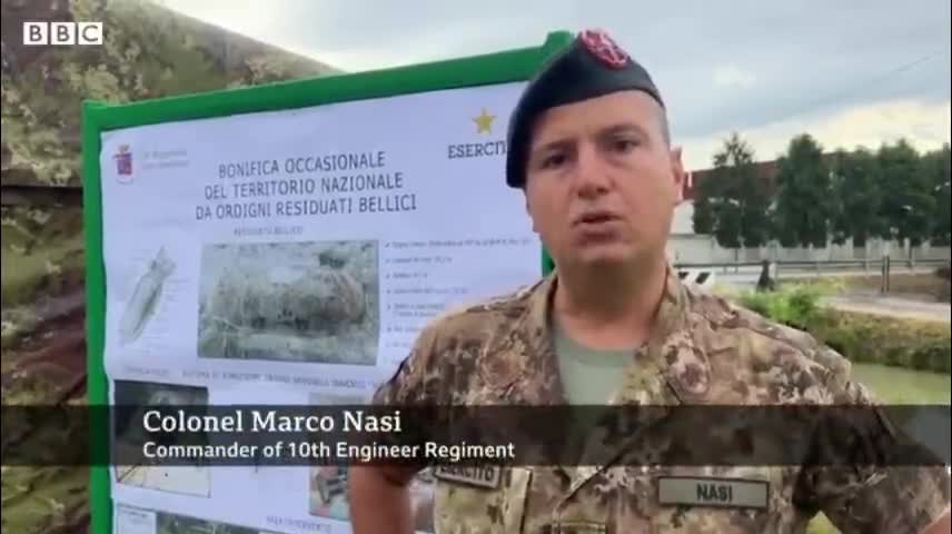 Unexploded WWII bomb revealed in drought-hit Italian river