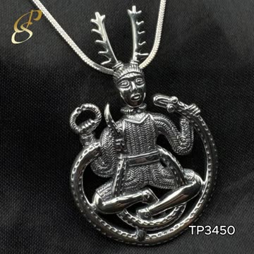 Cernunnos Sterling Silver Pendant – Horned God of the Forest