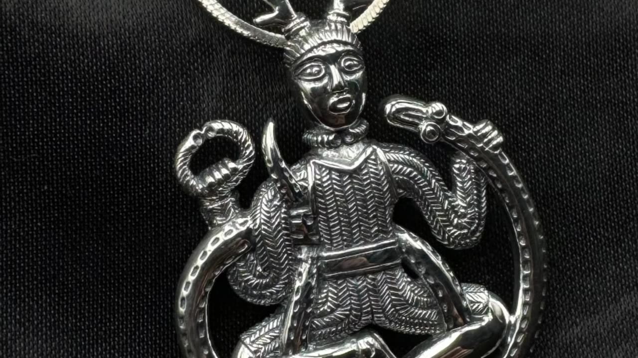 Cernunnos Sterling Silver Pendant – Horned God of the Forest