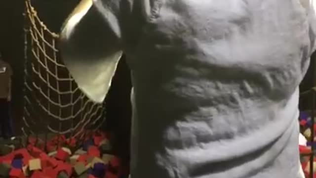 Trapeze foam pit faceplant